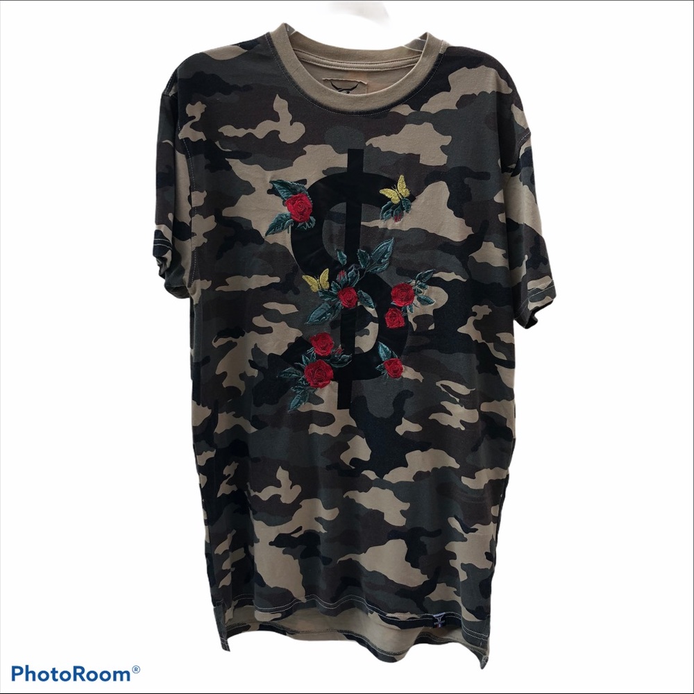 Screenshot Rose Embroidery Camouflage T-shirt